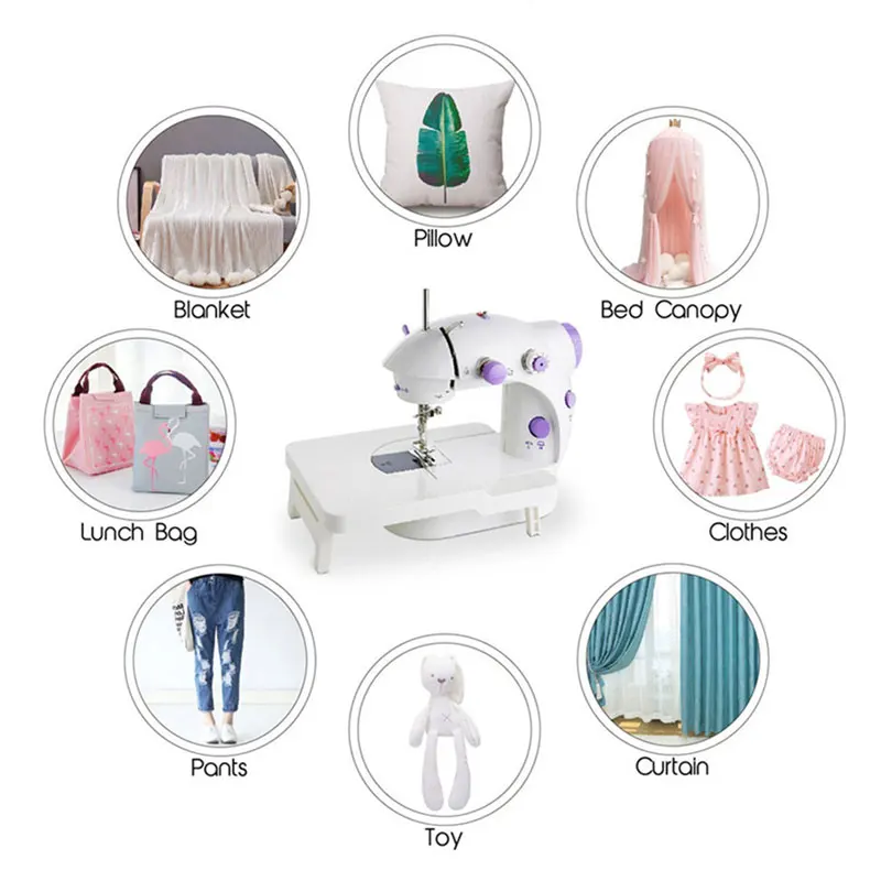 

Mini Household Sewing Machine Professional Portable Sewing Machine 2-Speed Double Thread Electric Crafting Mending Machine