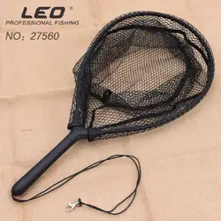 LEO высокого качества черный Нейлон нахлыстом ручной сачок один чистой экологической рыболовных сетей анти-рука-офф- придерживайтесь fish