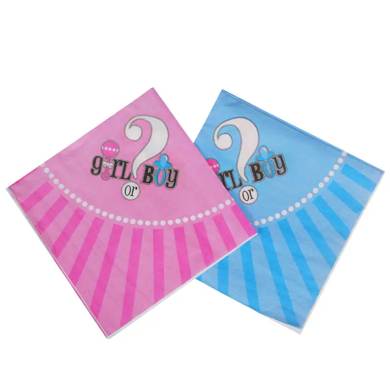 

1set Gender Reveal Disposable Tabelware Set Boy or Girl Pink Blue Party Paper napkin Cup Plate Gender Reveal Tableware Supplies