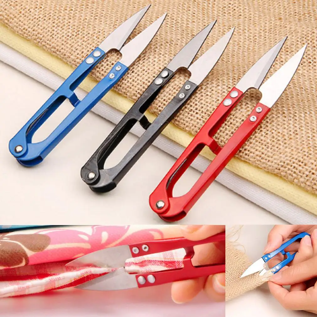

1pc 2017 Multicolor Useful Trimming Scissors Nippers U Shape Clippers Sewing Embroidery Thrum Yarn stainless steel High Quality