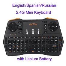 Мини Портативная клавиатура 2,4G Беспроводная английская/испанская/Русская тачпад мышь игровая клавиатура для ноутбука ПК Smart tv для RPI 3/2