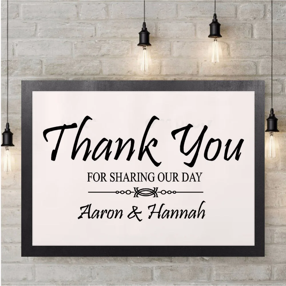 

Custom Names Wedding Wall Sticker Vinyl Art Removable Poster Mural Thank You For Sharing Our Day Words Decals Beauty Poster W145