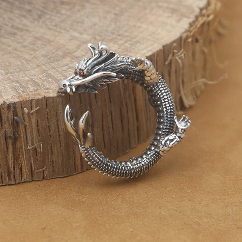 Мужское кольцо с драконом серебро 925 пробы регулируемое|ring silver and gold|ring 925silver rings