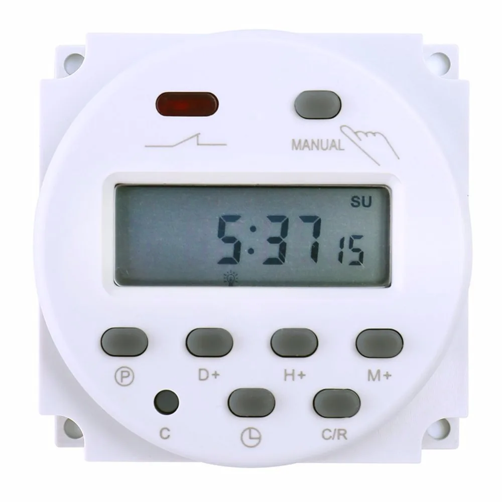 AC 220V Digital Round LCD Power Programmable Timer Time Relay 16A