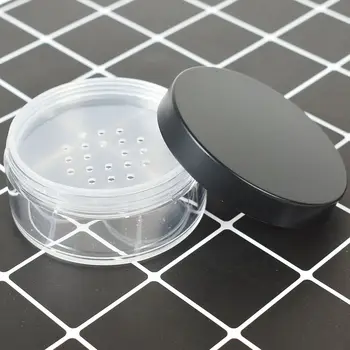 

Plastic Loose Powder Jar with Sifter Empty Cosmetic Container Black Matte Cap Makeup Compact Travel Cosmetic Refillable Bottle