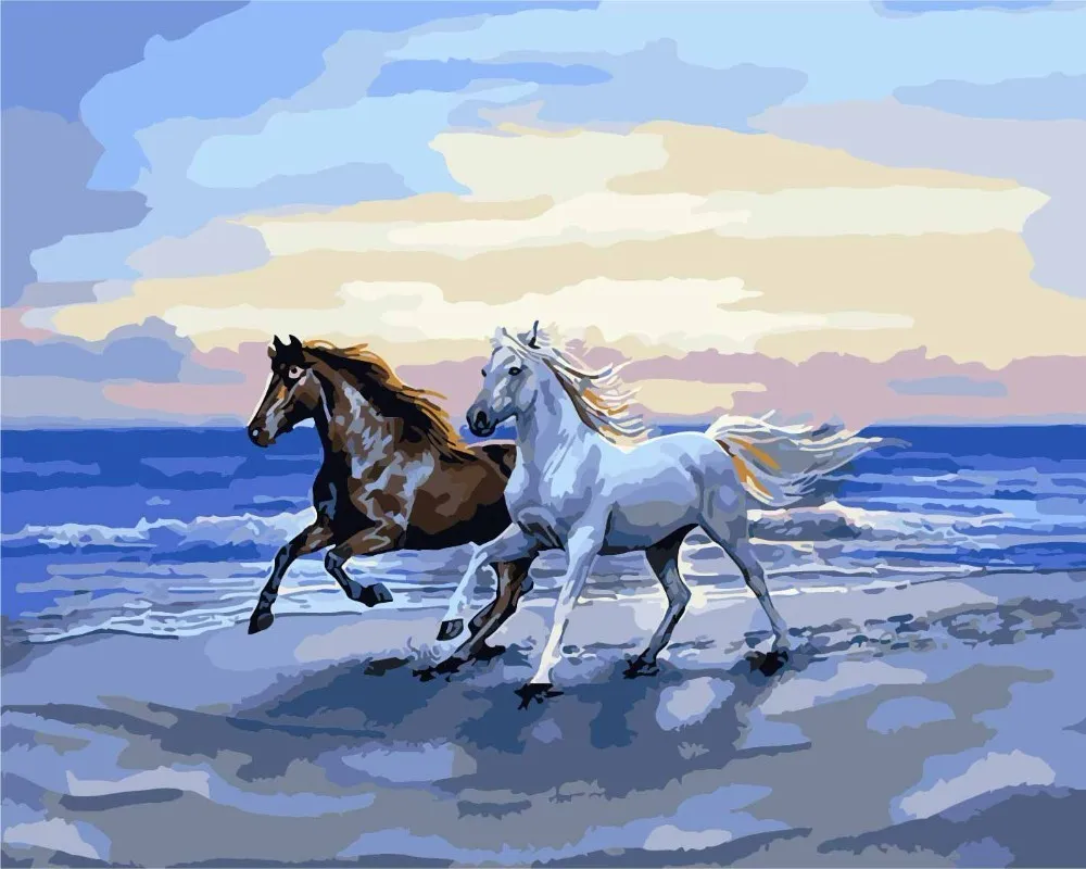 AZQSD современные краски ing по номерам лошадь краски DIY холст картина ручной ed картина маслом с изображением животных K023 - Цвет: SZYH-K056