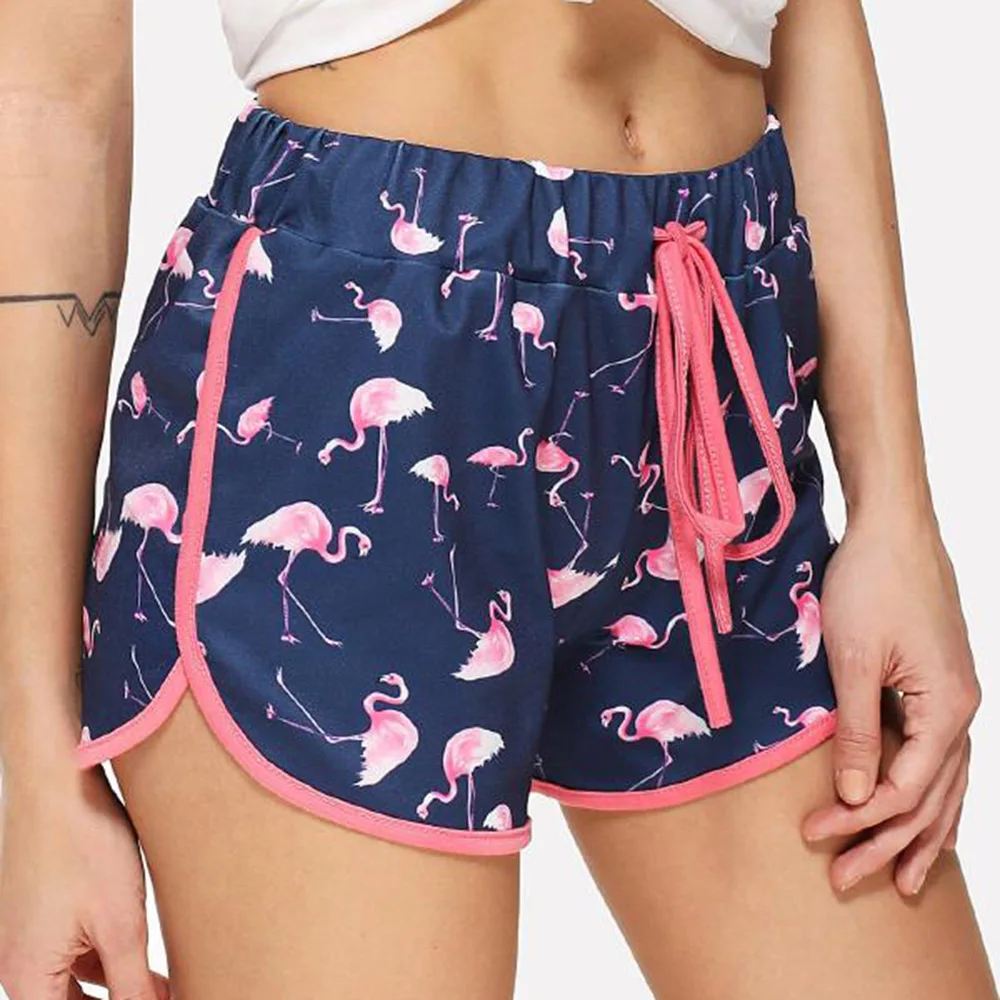 Queenus women casual short 2018 new summer blue animal pattern mid ...