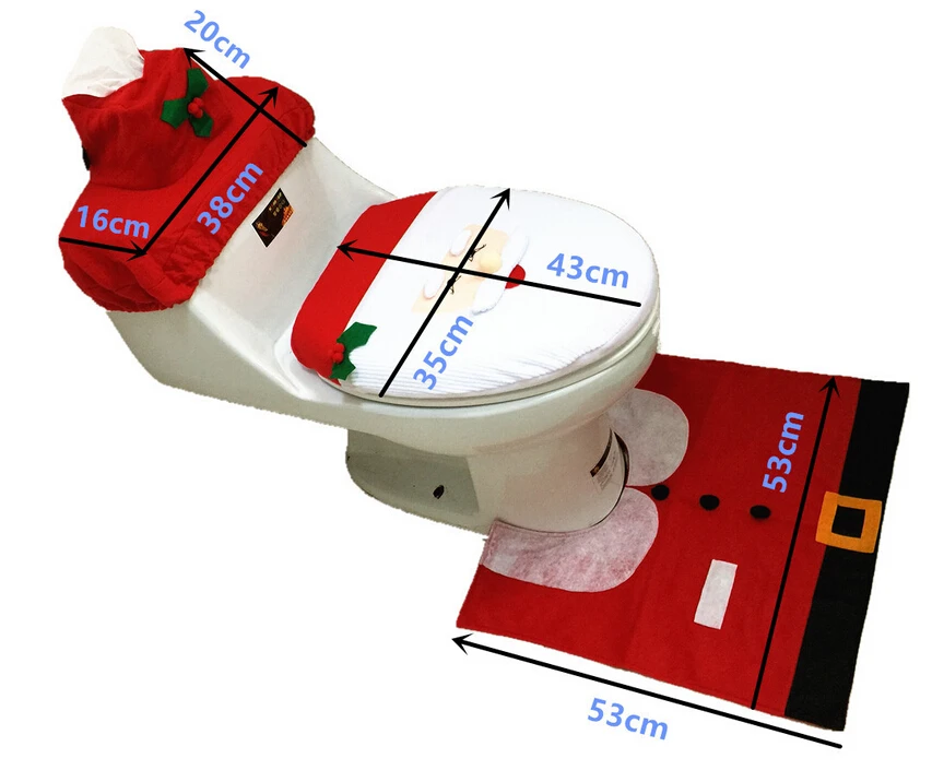 Супер практичный 3 шт. Рождественский коврик для ванной Контур Крышка для унитаза полный набор для ванной комнаты подложки