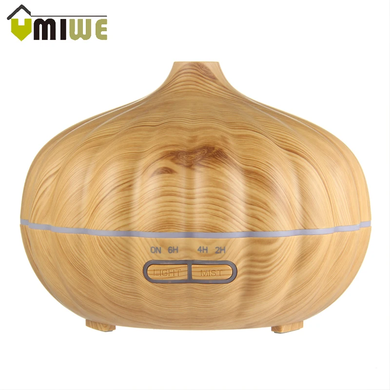 

Pumpkin Shape Aromatherapy Essential Oil Diffuser Wood Grain Ultrasonic Air Humidifier with Colorful Lights for Home Halloween