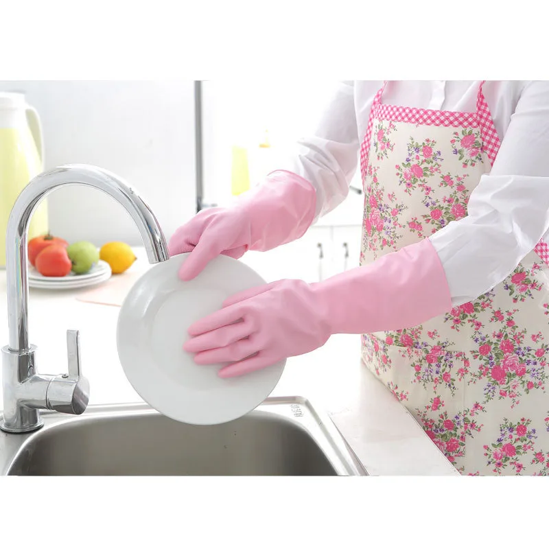 Кухонные прочные толстые латексные рабочие перчатки для уборки по дому для мытья посуды, нескользящая теплая одежда, водонепроницаемые эластичные резиновые рабочие перчатки A87