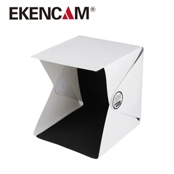 

EKENCAM 9-inch Folding Studio Diffuse Soft Box With LED Light Black and White Background Photo Studio Photography Accessories