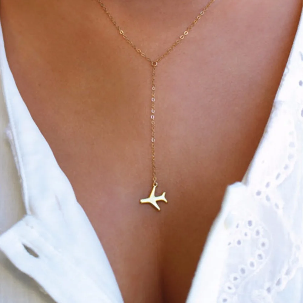 

Rose Gold Gun Black Plane Airplane Pendant Necklace Aircraft Chain Layered Necklace For Women Tiny Dainty Necklace Jewelr#256825