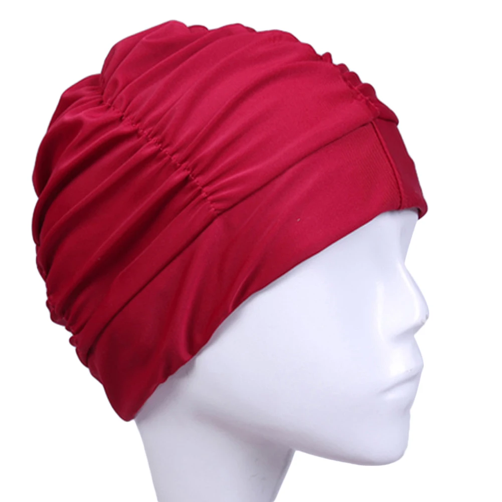 

Long Hair Sports Swim Pool Hat Elastic Nylon Turban for Men & Women Free size Swimming Cap
