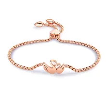 Стиль из нержавеющей стали цветок регулируемый браслет розовое золото цвет CZ сердце браслет с шармом для женщин