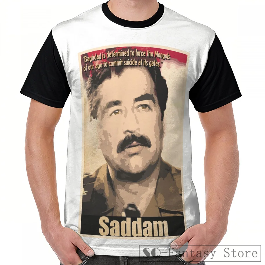 

Fashion Casual print men t shirt women tops tee Saddam Hussein Graphic T-Shirt men summer Short Sleeve cute tshirts