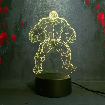

Free Shipping Marvel Avengers Hulk Hero 3D USB Night Light Illusion Baby sleep Boy Christmas Gift Bedroom RGB Table Lamp Decor