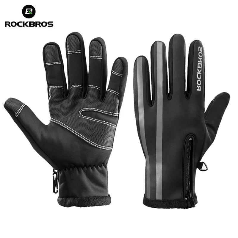 

ROCKBROS Winter Touch Screen Men's Ski Gloves Warm Rainproof Snowboarding Bike Cycling Heated Gloves Windproof Thermal Mitten