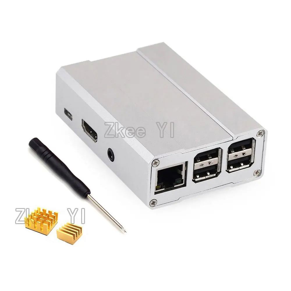 Silver Защитный чехол алюминиевый чехол с радиатором для Raspberry Pi 3 Model B, 3B+, RPi 2 - Цвет: Silver