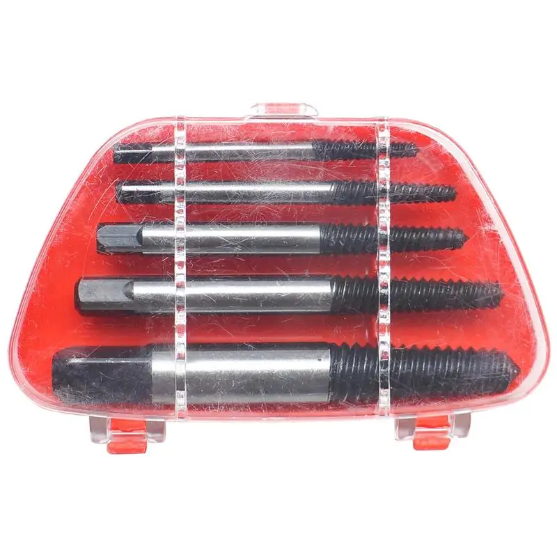  5PCS Screw Extractor Drill Bits Guide Broken Damaged Bolt Remover Car-styling Storage Box thread re