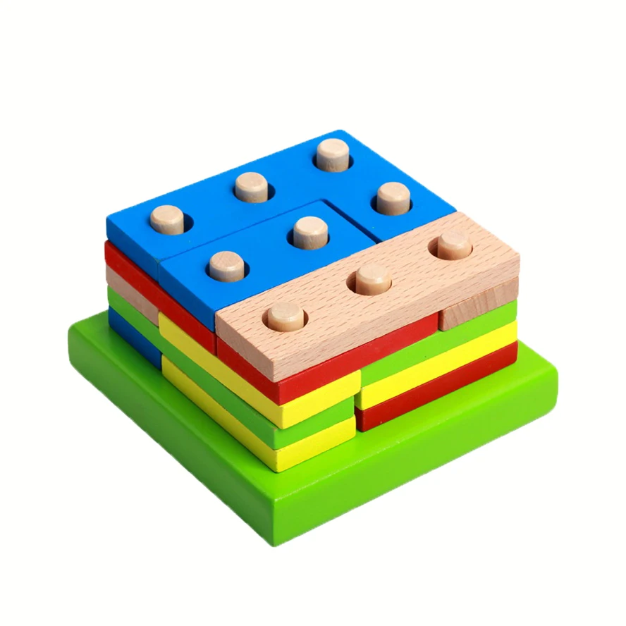 Chanycore Baby Learning Educational Wooden Toys Geometric Shape Blocks