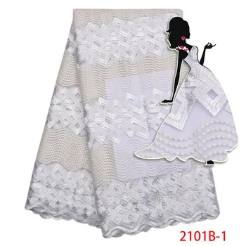 

2018 African Tulle Lace Fabric with High Quality with Diamonds French Net White Lace Fabric For Nigerian Wedding AMY2101B-1