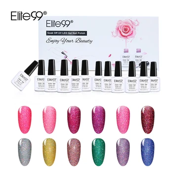 

Elite99 Bling Neon Nail Gel Polish Soak Off UV LED Glitter Gel Lacquer Long Lasting Gel Varnishes 12pieces With Gift Box