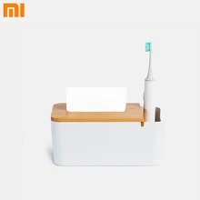 Xiaomi бамбуковое волокно коробка для салфеток канцелярские Макияж Контейнер Настольный ящик для хранения Mijia сортировочная коробка