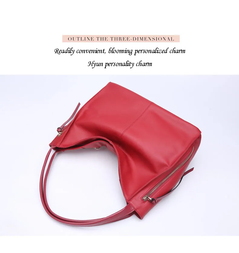 HONGU Trendy Women's Tote Tassel Handbags Girl 100% Genuine Leather Business Bags Ladies Crossbody Shoulder Messenger Bag Zipper                 H51540445_10