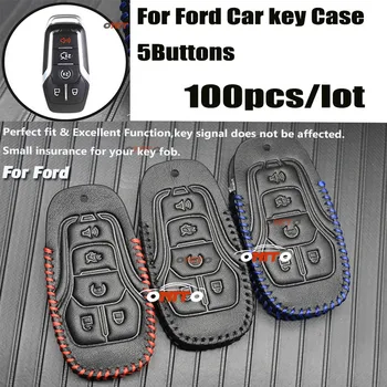 

100pcs For Ford Focus Car-styling Car Accessories 5Buttons leather Remote holder Case Car Key Fob Cover bag Auto car key cover