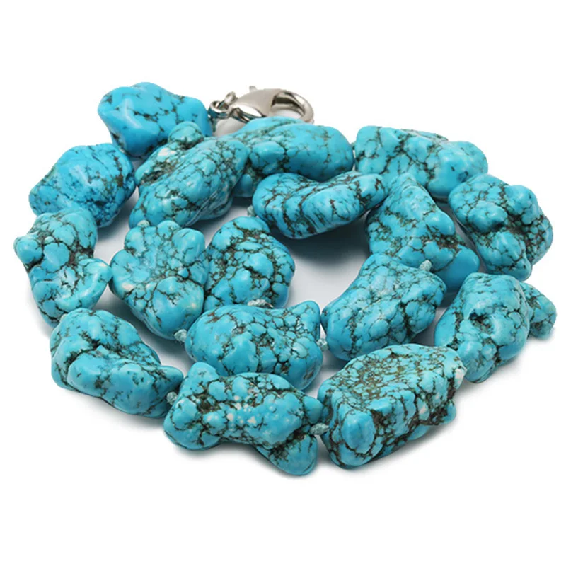 JYX 20x25-25x30mm барокко синее бирюзовое ожерелье