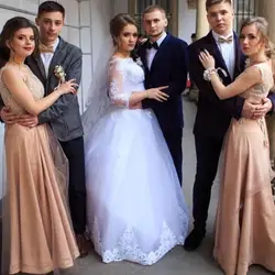 Vestido Madrinha A Line Champagne Lace Bridemaid Dresses Long 2019 Satin Prom Dress Maid Of Honor Wedding Guest Dresses Vestido Madrinha A Line Champagne Lace Bridemaid Dresses Long 2019 Satin Prom Dress Maid Of Honor Wedding Guest Dresses