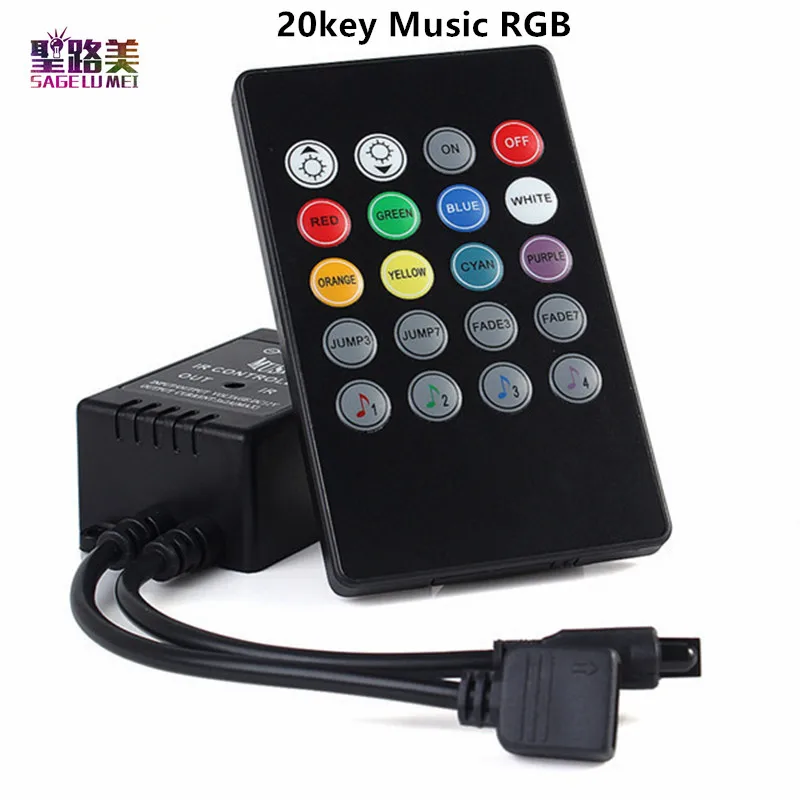 DC 12 V 24 V RGB RGBW светодиодный музыкальный контроллер с инфракрасным пультом дистанционного ИК-пульта дистанционного управления один цвет белый теплый белый диммер для светодиодный ленты