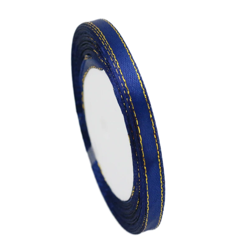 Luxurious Gold Edge Satin Ribbon - High-Quality Gift Packaging, Multiple Widths Available