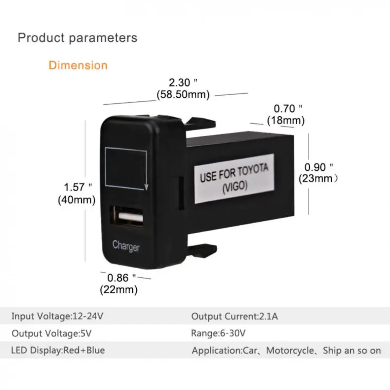 2 в 1 вольтметр машину с USB, туманный распылитель, Порты и разъёмы 5V 2.1A приборной панели телефона Авто Зарядное устройство, красные, синие светодиодный Напряжение метр тестер Индикатор для Toyota Hilux Vigo