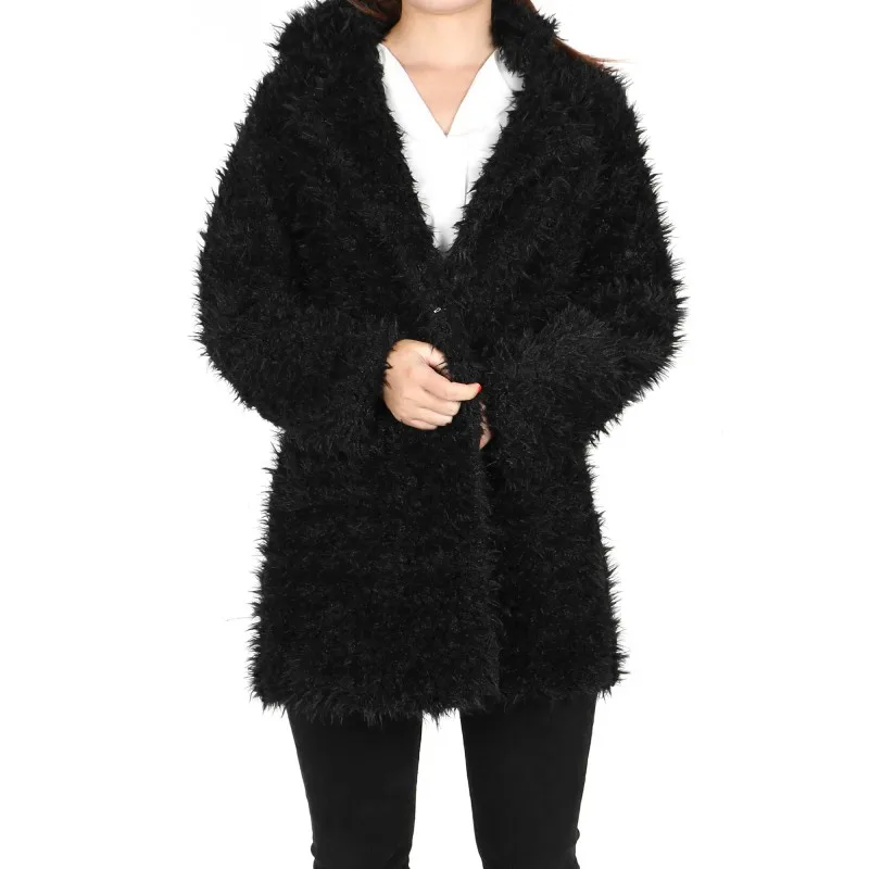 Зимнее женское пушистое мягкое пальто из искусственного меха, Женская Толстая теплая овечья шерсть, пальто, Кардиган с длинным рукавом, верхняя одежда Casaco