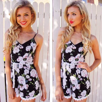 

ZSIIBO Women White Lace Stitching print straps Female Set Flower WGTTZ59