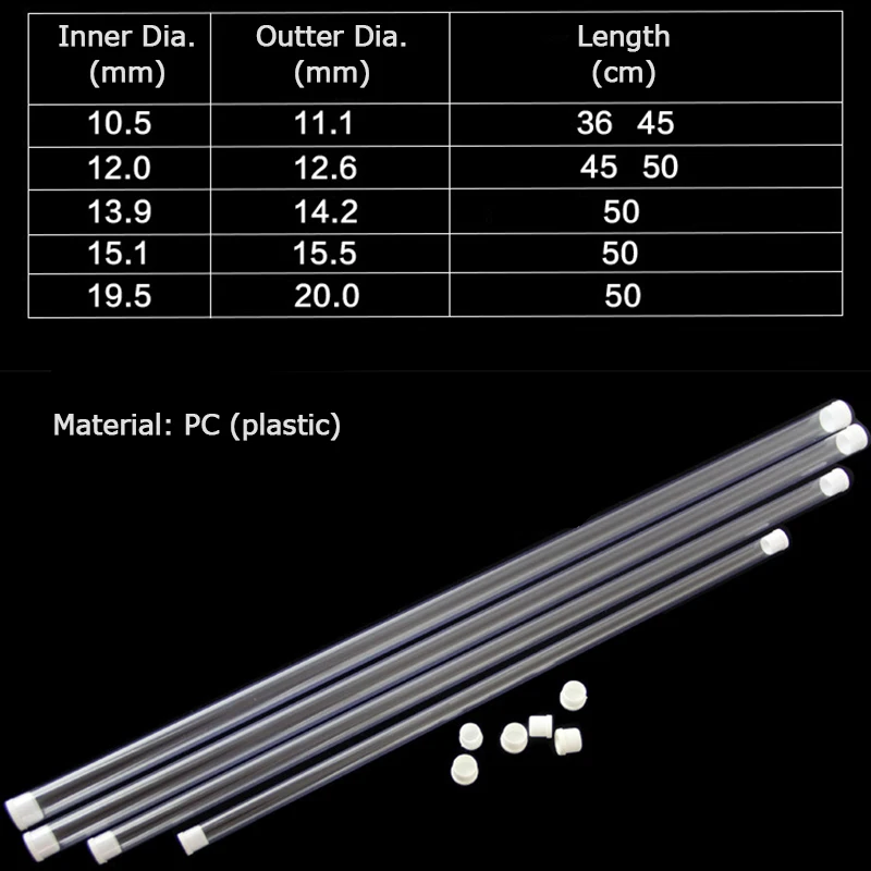 3 шт./лот Рыболовные Поплавки упаковочная трубка прозрачная Пластик трубка из поликарбоната 1,0*45 см 1,2*45 см 1,2*50 см 1,39*50 см 1,55*50 см упаковочного оборудования