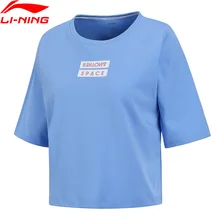 Ling-Ning, женская спортивная футболка, хлопок, свободный крой, удобные футболки, подкладка, дышащий, спортивный трикотаж, футболка AHSN116 WTS1401