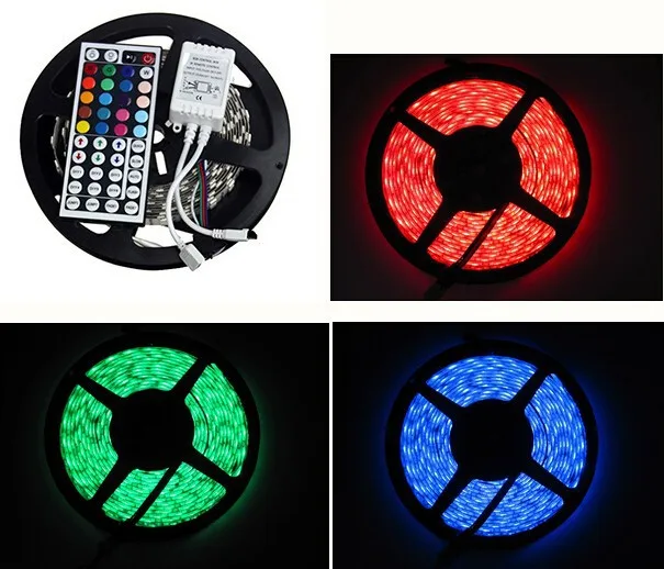 Rgb из светодиодов ленты комплект : 5 м non-водоустойчивая 5050 СМД 300led 12 В полосы света RGB / красный / зеленый / синий красочный полоска + 44 ключ