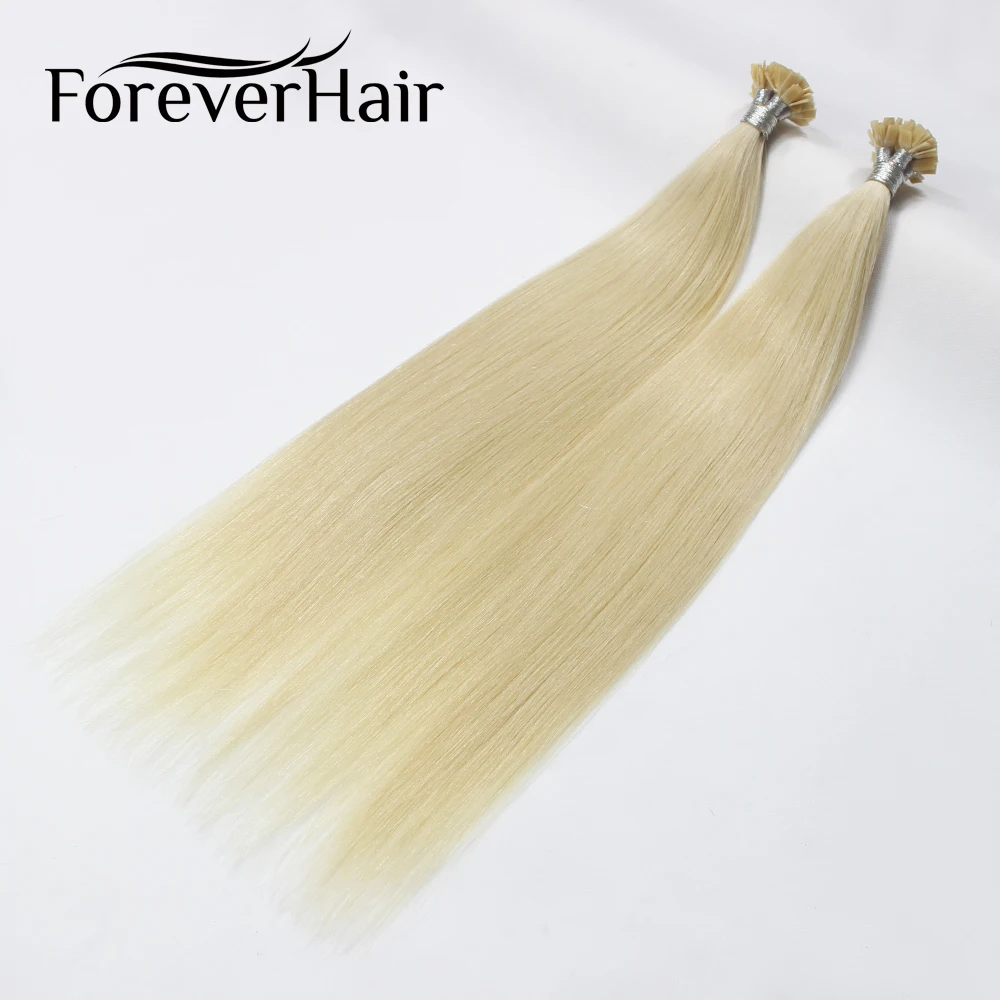 FOREVER HAIR 0,8 г/локон 2" Remy плоский наконечник человеческих волос расширение Платина блонд#60 Кератиновый плоский кончик предварительно скрепленные волосы расширение 40 г