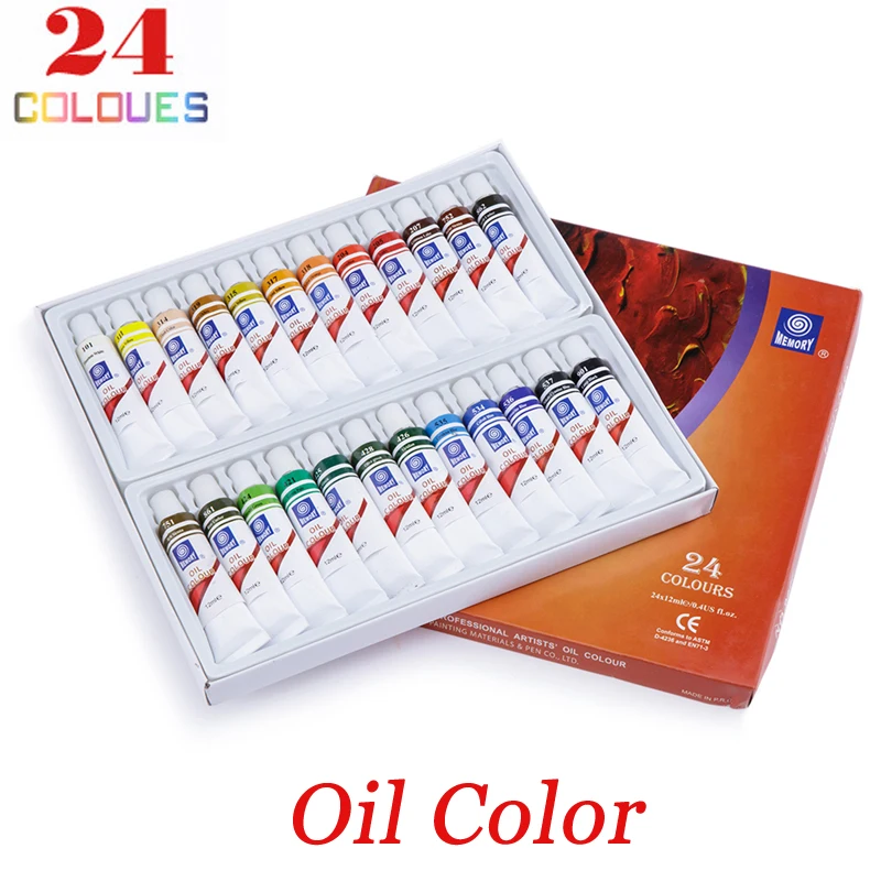 12 Colors 12ml Oil Paint Sets for Children Oil Colors Tubes
