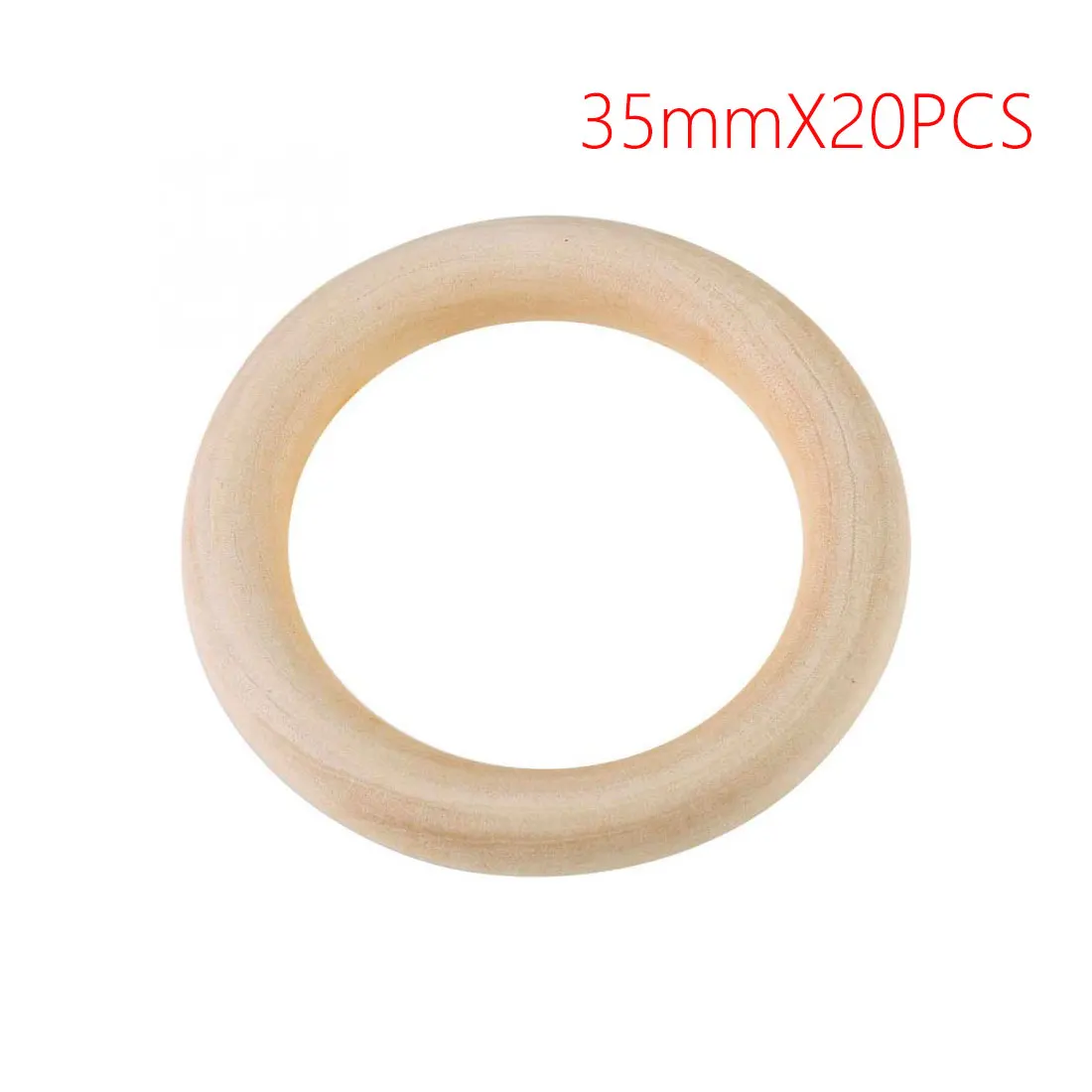 25mm-68mm Natural Wooden Baby Teething Rings Infant Teether Toy Necklace Bracelet For 3-12 Month Infants Tooth Care Products - Цвет: 35mmX20PCS