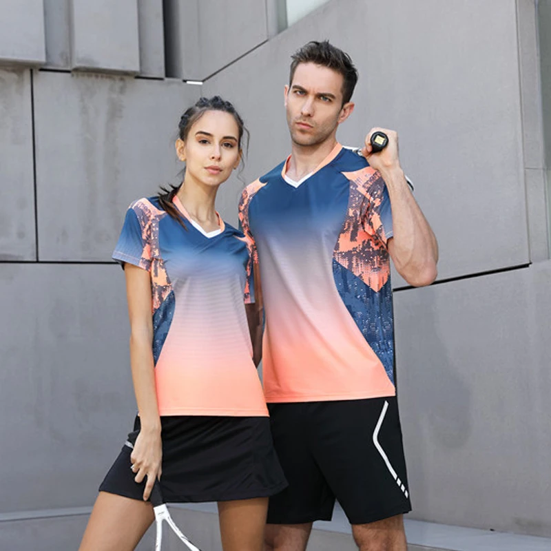

2018 Women/Men Table Tennis Clothes Team Game Short Sleeve T Shirts Running Sportswear Quick Dry Breathable Badminton Shirt