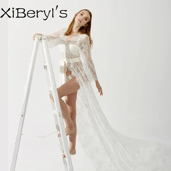 

XiBeryl's Elegant Long Flower Lace Bride Robe For Photograph
