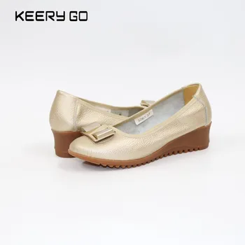 

Sale of the first layer of soft leather comfortable, butterfly trim leather slope, with women's shoes classic good ride