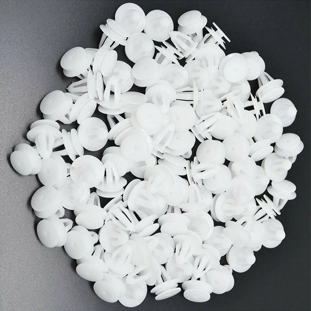 

100Pcs/set Auto Car Plastic Rivet Retainer Push Type Clip 9mm Hole Car Bumper Fender White Hole Push Type Retainer Rivet