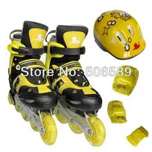 Детские роликовые коньки с защитными шлемами для детей и взрослых мигающее колесо