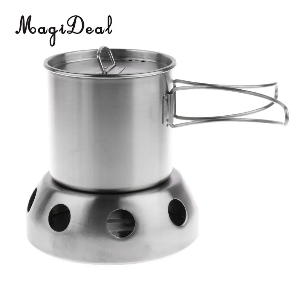 MagiDeal 500ml Outdoor Camping Cup Pot Bowl Backpacking Travel Cup Stainless Steel Camping Bowl for Picnic BBQ Accessories