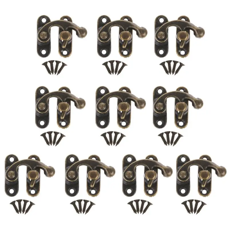 Small Antique Metal Lock Decorative Hasps Hook Gift Wooden Jewelry Box Padlock With Screws For Furniture Hardware