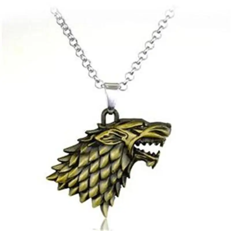 Weight 40g Game of Thrones Stark Family Goshawk Head Badge Wolf Chain Necklace Pendant Men Women Jewelry